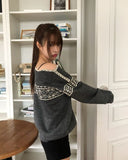 Irum Nordic One-Off Shoulder Loose Fit Long Sleeve Knit