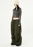 Hem snap pintuck nylon banding pants