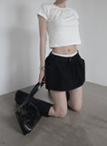 Double-waisted sagging mini skirt