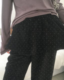 Henny Dot Velvet Frill Skirt Pants