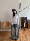Dalt Side Pintuck Wide Denim Pants