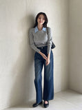 Milo color matching shirt collar cable knit