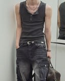 Keene Pigment Henley Neck Ribbed Sleeveless