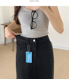 Span Summer Banding Back Slit Cotton Long Skirt