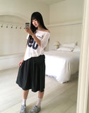 Rune Boatneck One Off-Shoulder Printed Short Sleeve T-Shirt