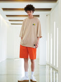 Pleat pigment washing short pants