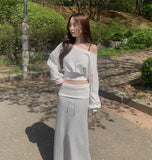 Casual Off-Shoulder Crop Sweatshirt