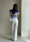 Hwie Pin Tuck Wide Straight Slacks