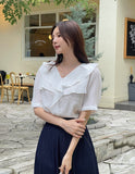 Lopiel Denim Like Banding Flare Long Skirt