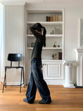 Delray Back Slit Wide Denim Pants