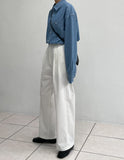 Bow Cotton High Waist Wide Pants