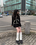 Choni Lace Color Matching Two-Way Knit Hood Zip Up