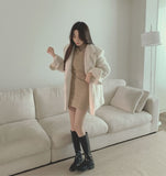 Boucle Quilting Lining Fur Shoulder Pad Winter Jacket