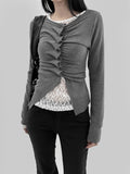 Hamel Shirring Unbalanced Cardigan