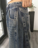 Teensy side pin tuck denim pants