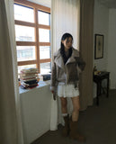 Syonti Overfit Belt Fleece Suede Mustang