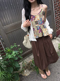 Mio Vintage Patchwork Bustier Sleeveless Blouse