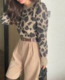 Yubel Leopard Round Puff Knit