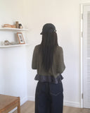 Peg Stripe Color Matching Frill Cardigan