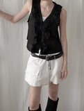 Punched Lace Ruffle Blouse