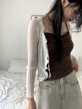 Litu Change of Season Frill Strap See-Through Long Sleeve Cardigan
