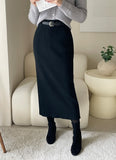 Casey H Ribbed Knit Long Skirt (Belt set)