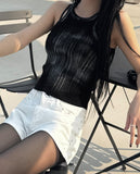 Metallic Ribbed Sleeveless