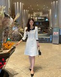 Erisa Square Neck Color Scheme Tweed One Piece