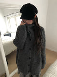 Caven High Neck Overfit Button Long Knit Cardigan