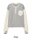 Lucene Two-Tone Fingerhole Henley Neck Knit