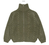 Foren cable zip-up cardigan knit