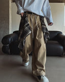 Plaid Check Layered Cotton Pants