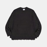 Ribbed crack damage slit over knit