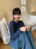[BAONHAUS] Sorea Flower Ribbed Long Sleeve Tee