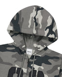 CAMO APPLIQUE CROP ZIP UP HOODIE