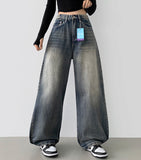 Hem Snap Four-Season Banding Long Wide Denim Pants