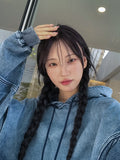 Gradation washing denim hoodie