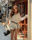 [Cup sleeveless + Belt set] Summer Bohemian Net Knit Set