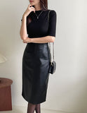 Roel Leather H-Line Skirt