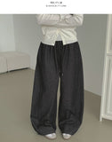 4-season Non-fade Raw Balloon Wide Jogger Banding Pants