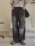 Portina Damage Wide Denim Pants