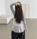 Layered Frill See-through Ribbon A-line Strap Sleeveless