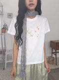 Kinue Butterfly Print Silket Short Sleeve Tee