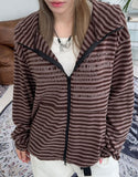 Trini Lettering Knit Hood Zip-Up