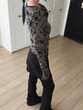 Zlin Paisley Velvet Flower Jacquard Wrap Long-Sleeved T-Shirt