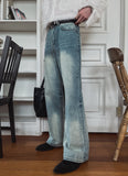 Marl flare denim pants