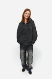 [2-WAY] Skull Web Pigment Hood Zip-Up