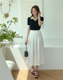 Mizel Pintuck Long Pleated Skirt