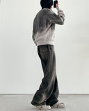 Gray Wet V-neck Knit
