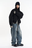 Drawstring wide denim pants